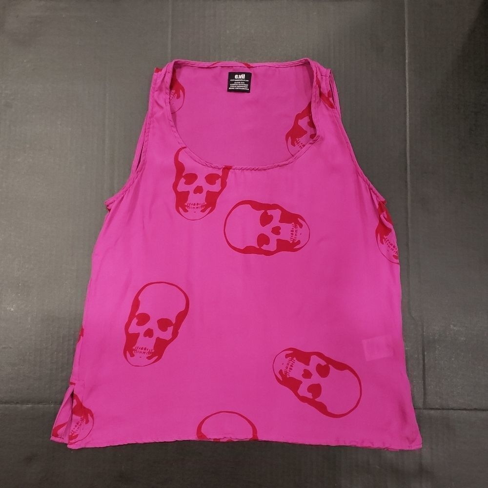 E.vil by Queen Of Evil Purple Silk Skull Shirt